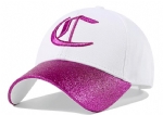 Baseball Cap for Women, Silver Embroidery Logo Curved Bill Adjustable Sparkle Trucker Hat Fashion