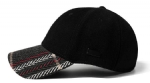 Men's Winter Wool Blend Baseball Cap with Herringbone Plaid Brim, Warm Adjustable Ear Flap Hat for Cold Weather Outdoor