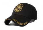 Men High Crown Cotton Baseball Cap, Gold Shield Crest Embroidered Adjustable Curved Brim Hat with Letter Embroidery on Visor for Outdoor Daily Wear