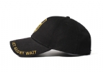 Men High Crown Cotton Baseball Cap, Gold Shield Crest Embroidered Adjustable Curved Brim Hat with Letter Embroidery on Visor for Outdoor Daily Wear