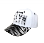 Unisex White BKLYN 3D Embroidered Baseball Cap, Zebra Pattern Printed Curved Brim Adjustable Street Hat