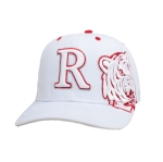 White Structured Baseball Cap, Unisex Adjustable Curved Brim Hat with 3D Raised Letter R and Tiger Head Embroidery for Sports Daily Wear