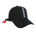 Black Cotton Baseball Cap, Unisex Adjustable Curved Brim Hat with Vertical Side Letter Embroidery for Daily Casual Outdoor Wear