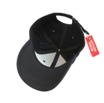 Black Cotton Baseball Cap, Unisex Adjustable Curved Brim Hat with Vertical Side Letter Embroidery for Daily Casual Outdoor Wear