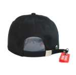 Black Cotton Baseball Cap, Unisex Adjustable Curved Brim Hat with Vertical Side Letter Embroidery for Daily Casual Outdoor Wear