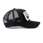 Black Mesh Trucker Hat, Unisex Adjustable Curved Brim Cap with Abstract Human Head Graphic Patch for Summer Outdoor Streetwear