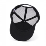 Black Mesh Trucker Hat, Unisex Adjustable Curved Brim Cap with Abstract Human Head Graphic Patch for Summer Outdoor Streetwear