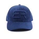 Navy Blue Faux Suede Baseball Cap, Unisex Adjustable Curved Brim Hat with Raised Embroidery for Daily Casual Wear