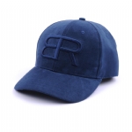 Navy Blue Faux Suede Baseball Cap, Unisex Adjustable Curved Brim Hat with Raised Embroidery for Daily Casual Wear