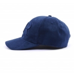 Navy Blue Faux Suede Baseball Cap, Unisex Adjustable Curved Brim Hat with Raised Embroidery for Daily Casual Wear