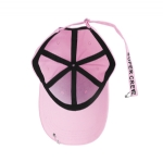 Pink Cotton Baseball Cap with Lips Embroidery, Unisex Adjustable Curved Brim Street Hat with Decorative Metal O Rings for Daily Wear