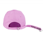 Pink Cotton Baseball Cap with Lips Embroidery, Unisex Adjustable Curved Brim Street Hat with Decorative Metal O Rings for Daily Wear