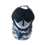Blue Camo Distressed Baseball Cap, Unisex Adjustable Curved Brim Vintage Ripped Camouflage Cotton Hat for Men Women Outdoor Daily Wear