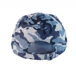 Blue Camo Distressed Baseball Cap, Unisex Adjustable Curved Brim Vintage Ripped Camouflage Cotton Hat for Men Women Outdoor Daily Wear