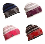 Jacquard Knit Beanie Hat, Geometric Fair Isle Pattern Slouchy Warm Winter Skull Cap for Men Women