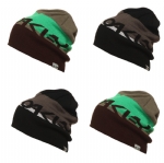 Unisex Color Block Jacquard Slouchy Knit Beanie Hat, Stretch Acrylic Warm Winter Skull Cap for Outdoor Daily Wear
