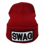 Unisex Cuffed Knit Beanie Hat with Embroidered Patch, Stretch Warm Streetwear Winter Skull Cap for Men Women