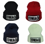 Unisex Cuffed Knit Beanie Hat with Embroidered Patch, Stretch Warm Streetwear Winter Skull Cap for Men Women