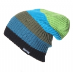Unisex Rainbow Color Block Striped Ribbed Knit Beanie Hat, Slouchy Stretch Warm Streetwear Winter Skull Cap for Men Women