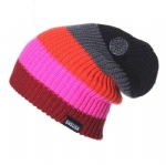 Unisex Rainbow Color Block Striped Ribbed Knit Beanie Hat, Slouchy Stretch Warm Streetwear Winter Skull Cap for Men Women