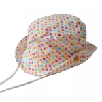 Baby Cotton Bucket Sun Hat, Colorful Heart Print Toddler Beach Hat with Adjustable Chin Strap for Girls