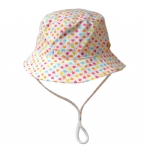 Baby Cotton Bucket Sun Hat, Colorful Heart Print Toddler Beach Hat with Adjustable Chin Strap for Girls