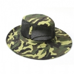 Men Camouflage Mesh Boonie Hat, Wide Brim Breathable Outdoor Sun Hat for Fishing Hiking Safari Beach