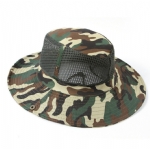 Men Camouflage Mesh Boonie Hat, Wide Brim Breathable Outdoor Sun Hat for Fishing Hiking Safari Beach