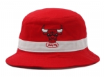 Unisex Solid Red Cotton Bucket Hat with White Band and Embroidery, Casual Street Style Fisherman Sun Hat