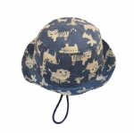 Baby Cotton Bucket Sun Hat, Zoo Safari Animal Print Toddler Summer Beach Hat with Adjustable Chin Strap for Boys
