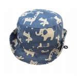 Baby Cotton Bucket Sun Hat, Zoo Safari Animal Print Toddler Summer Beach Hat with Adjustable Chin Strap for Boys
