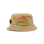Unisex Olive Green Splash Paint Print Bucket Hat, Artistic Graffiti Style Fisherman Sun Hat with Decorative Front Badge & Vent Eyelets
